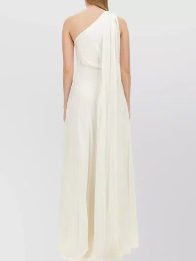 Max Mara One Shoulder Satin Floor-length Dress In White