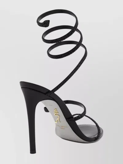 René Caovilla Spiral Strap Open Toe Sandals With Heel In Animal Print