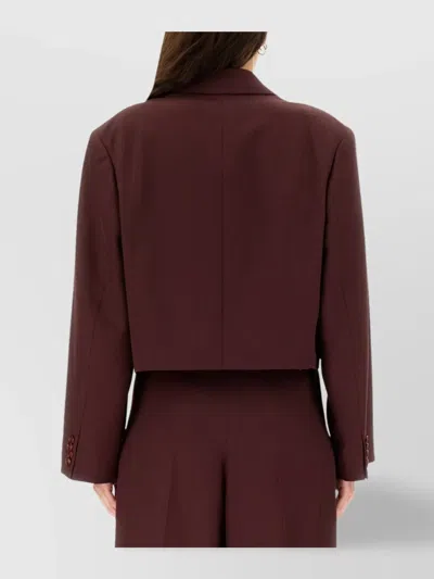 Acne Studios Double Breasted Cropped Wool Blend Jacket In Brown