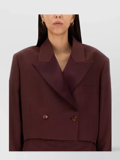Acne Studios Double Breasted Cropped Wool Blend Jacket In Brown