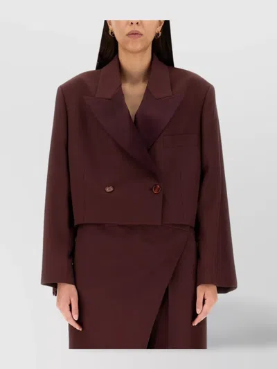 Acne Studios Double Breasted Cropped Wool Blend Jacket In Brown