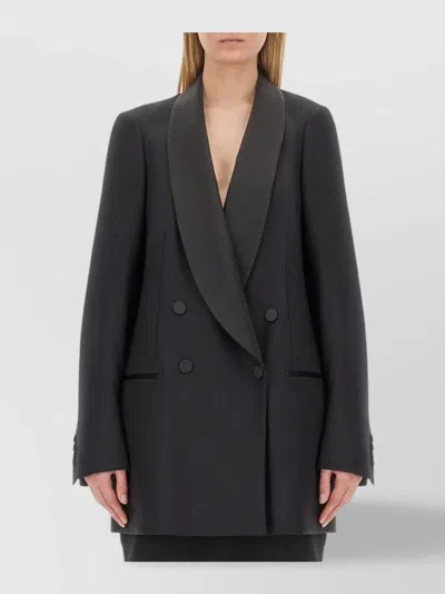 Dries Van Noten Longline Jacket With Shawl Lapel And Buttons In Black