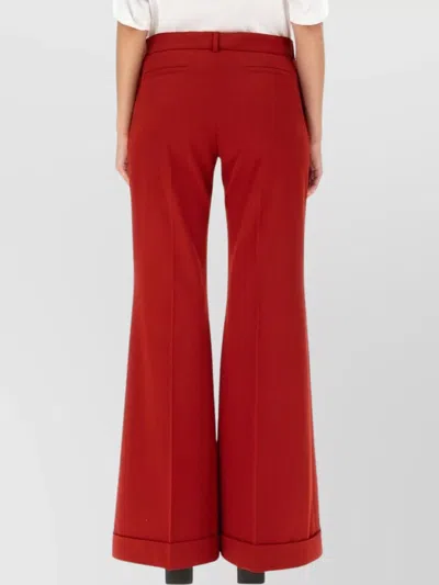 Acne Studios Wool Blend Pants With Button Closure And Belt Loops For Women In Red