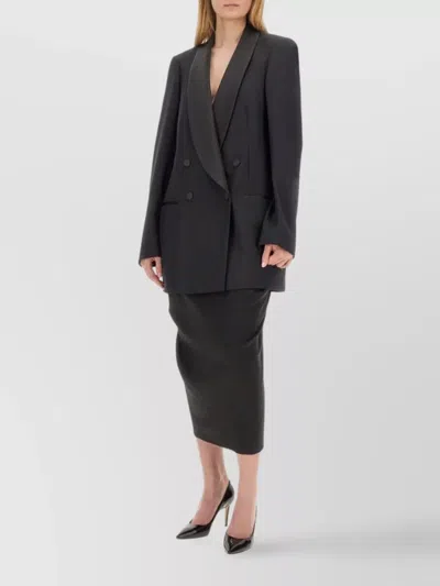 Dries Van Noten Longline Jacket With Shawl Lapel And Buttons In Black