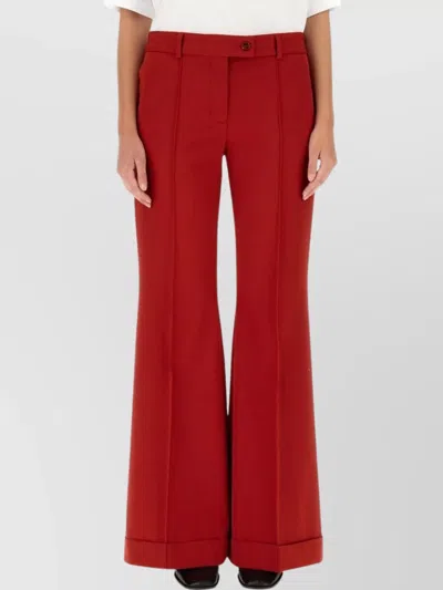 Acne Studios Wool Blend Pants With Button Closure And Belt Loops For Women In Red