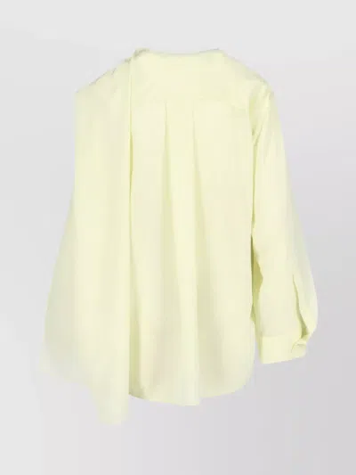 Calvin Klein Draped Long Sleeve Asymmetric Top With Buttons In Gold