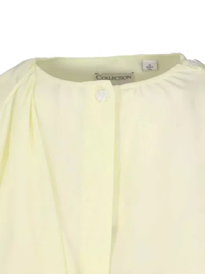 Calvin Klein Draped Long Sleeve Asymmetric Top With Buttons In Gold