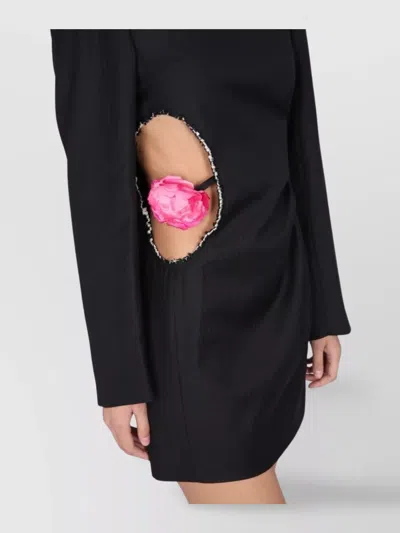 Acne Studios Textured Floral Cut-out Long Sleeve Dress In Black