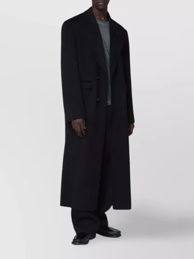 Séfr Wool Cashmere Long Coat Notched Lapel In Blue