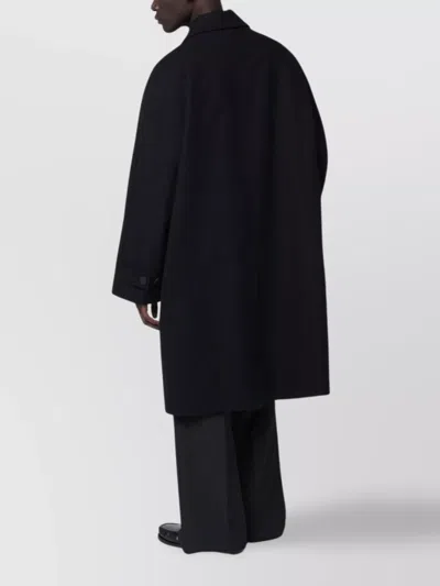 Studio Nicholson Long Wool Blend Coat With Side Pockets In Black