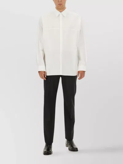 Dries Van Noten Long Sleeve Regular Fit Shirt With Collar In White