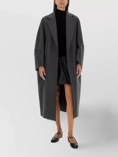 Max Mara Oversized Long Coat Notched Lapels In Blue