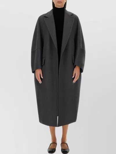 Max Mara Oversized Long Coat Notched Lapels In Blue