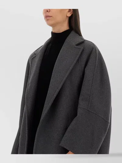 Max Mara Oversized Long Coat Notched Lapels In Blue