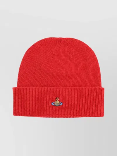 Vivienne Westwood Stylish Ribbed Cuff Hat Accessory In Red