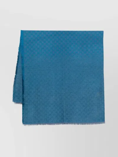 Gucci Monogram Fringed Scarf In Blue