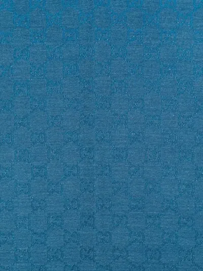 Gucci Monogram Fringed Scarf In Blue