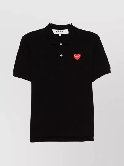 Comme Des Garçons Play Heart Polo Knit Short Sleeves In Multi