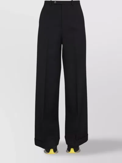 Gucci Tailored Wide Leg Wool Trousers In Black