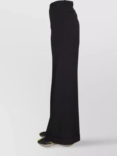 Gucci Tailored Wide Leg Wool Trousers In Black
