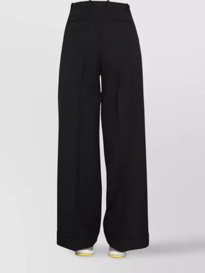Gucci Tailored Wide Leg Wool Trousers In Black