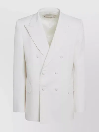 Valentino Garavani Milk-colored Double-breasted Jacket In In White