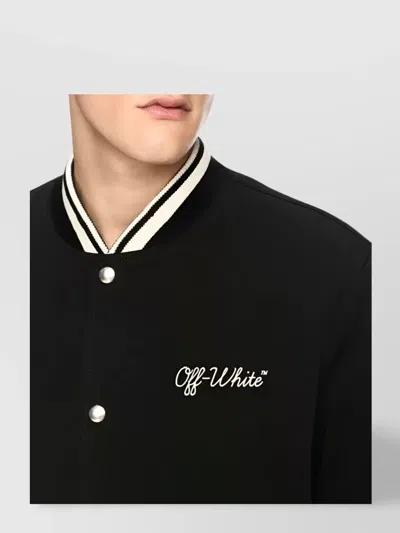 Off-white Short Jacket With Ribbed Collar And Cuffs In Multi