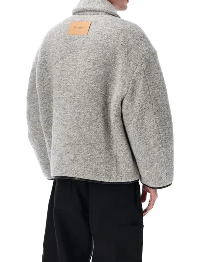 Jw Anderson Light Grey Contrast Trim Casual Jacket In Gray