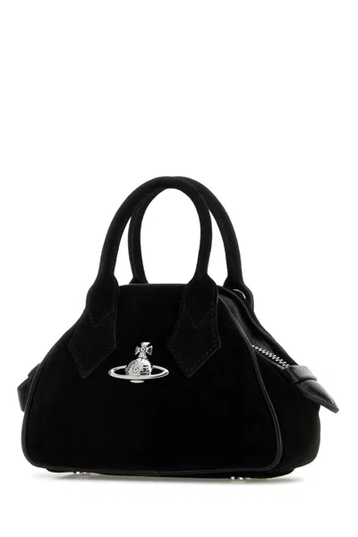 Vivienne Westwood Black Suede Mini Yasmine Handbag In Black