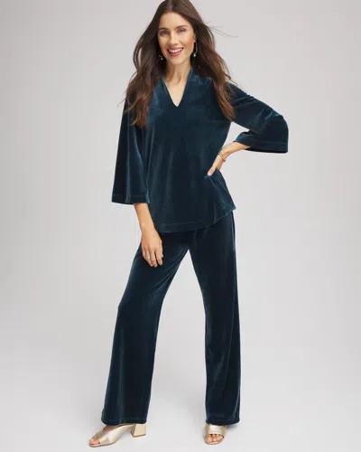 Chico's Travelers Velvet Pants In Teal Shadow In Blue