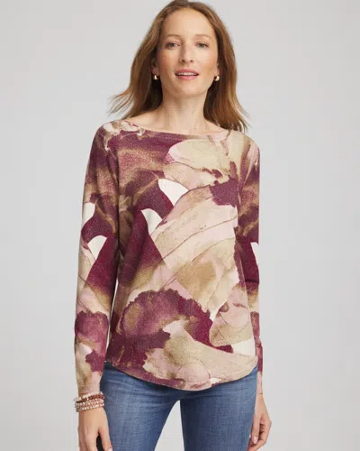 Chico's Ella Ocean Glitz Boatneck Sweater In Purple Royale In Multi