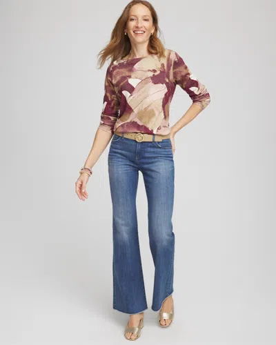 Chico's Ella Ocean Glitz Boatneck Sweater In Purple Royale In Multi