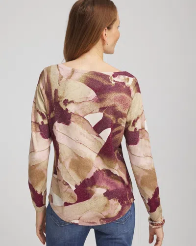 Chico's Ella Ocean Glitz Boatneck Sweater In Purple Royale In Multi