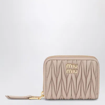 Miu Miu Powder-pink Matelassé Nappa Coin Purse In Metallic