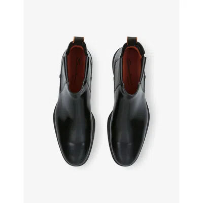 Santoni Leather Easy-on Chelsea Boots In Black