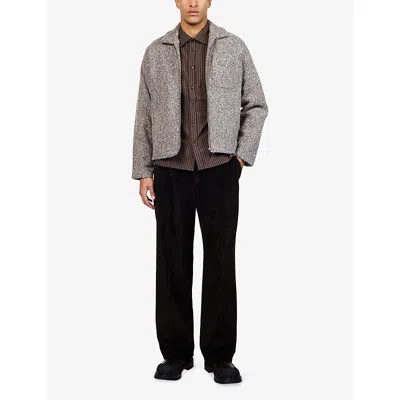 Percival Mens Clancy Striped Cotton Shirt Brown In Brown