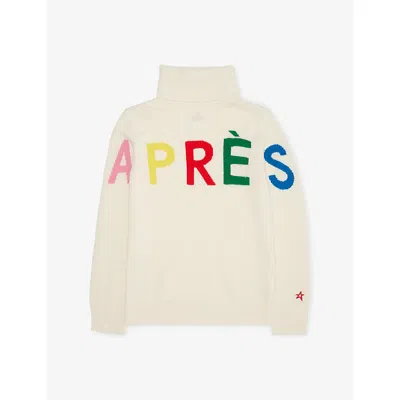 Perfect Moment Apres Turtleneck Wool Jumper 6-14 Years Rainbow/snow Whit In Multi