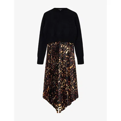 Allsaints 2-in-1 Jax Midi Dress In Black