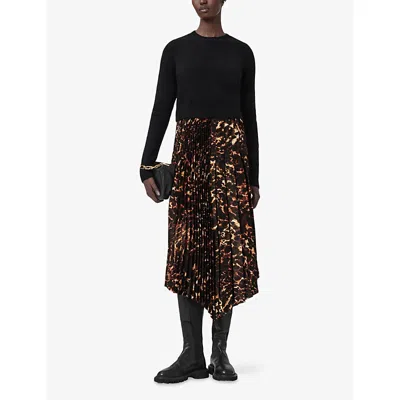 Allsaints 2-in-1 Jax Midi Dress In Black