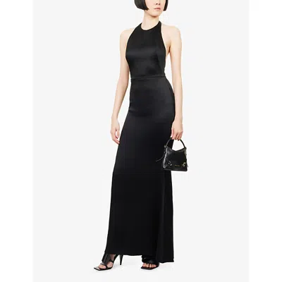 Givenchy Womens Open-back Regular-fit Woven Maxi Dress Black In Black