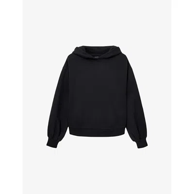 Allsaints Organic Cotton Zinc Oversized Rhian Hoodie In Black