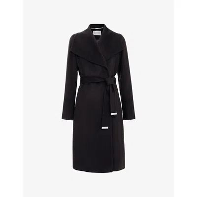 Phase Eight Womens Nicci Belted-waist Wool-blend Coat Black In Black