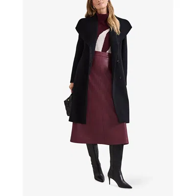 Phase Eight Womens Nicci Belted-waist Wool-blend Coat Black In Black