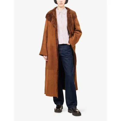 Nour Hammour Womens Birthday Regular-fit Shearling Coat Toffee Xs In Brown