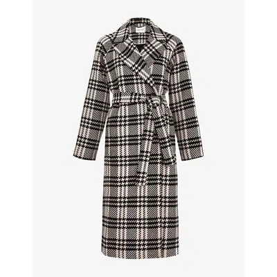 Phase Eight Womens Cassie Checked Woven Coat Black/ivory In Brown