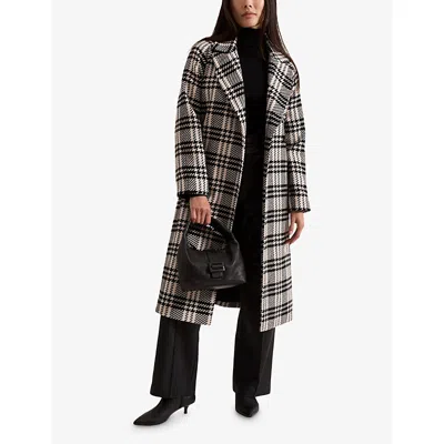 Phase Eight Womens Cassie Checked Woven Coat Black/ivory In Brown
