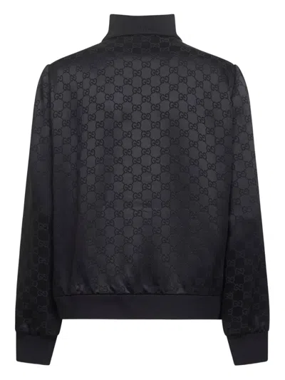 Gucci Monogram-jacquard Bomber Jacket In Black