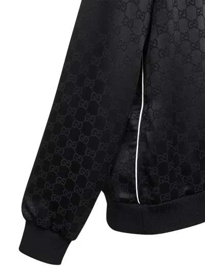 Gucci Monogram-jacquard Bomber Jacket In Black