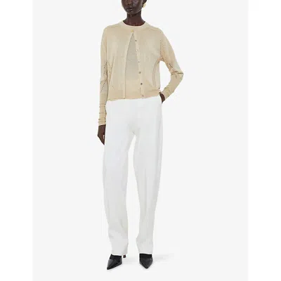 Joseph Womens Tasse Metallic-thread Knitted Cardigan Gilt In Neutral