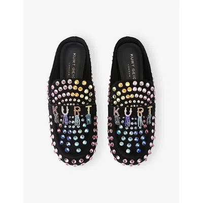 Kurt Geiger Suede Crystal-embellished Slippers In Multi